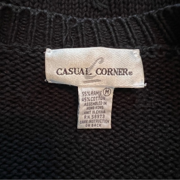 Vintage Fall autumn black cardigan knit size Medium - Picture 3 of 10